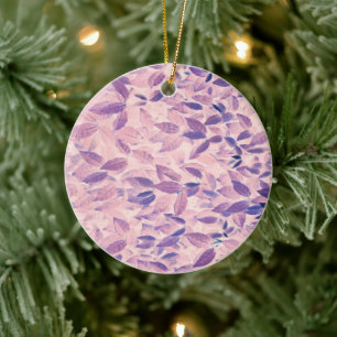 Purple leaves pattern ceramic tree decoration