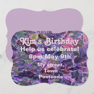 Purple Leaves Pattern Foliage Invitation