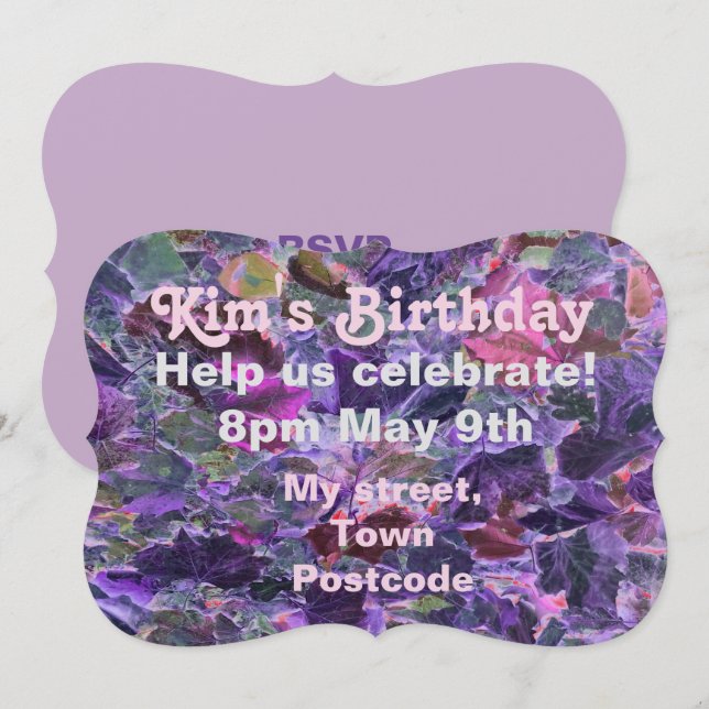 Purple Leaves Pattern Foliage Invitation (Front/Back)