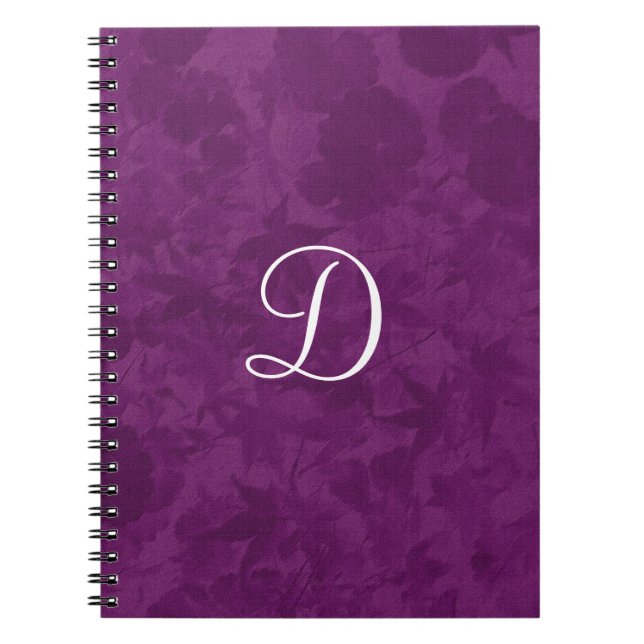 Purple Leaves Pattern Monogram Gift Item Notebook (Front)