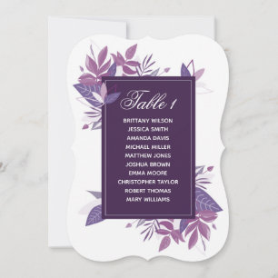 Purple leaves seating chart. Violet wedding plan Invitation