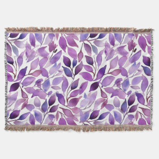 Purple Leaves Throw Blanket