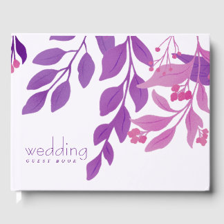 Purple Leaves Wedding Theme Guest Book