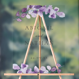 Purple Leaves Wedding Welcome Ceremony  Large Sign