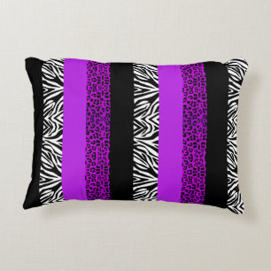 Purple Leopard and Zebra Animal Print Decorative Cushion