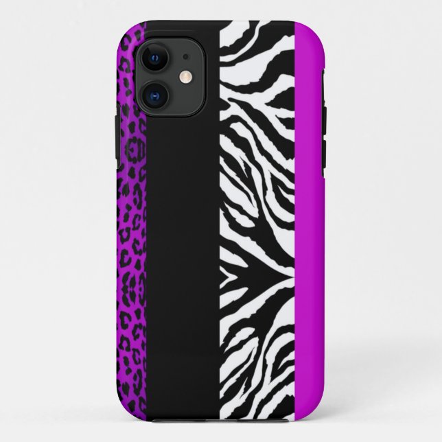 Purple Leopard and Zebra Custom Animal Print Case-Mate iPhone Case (Back)