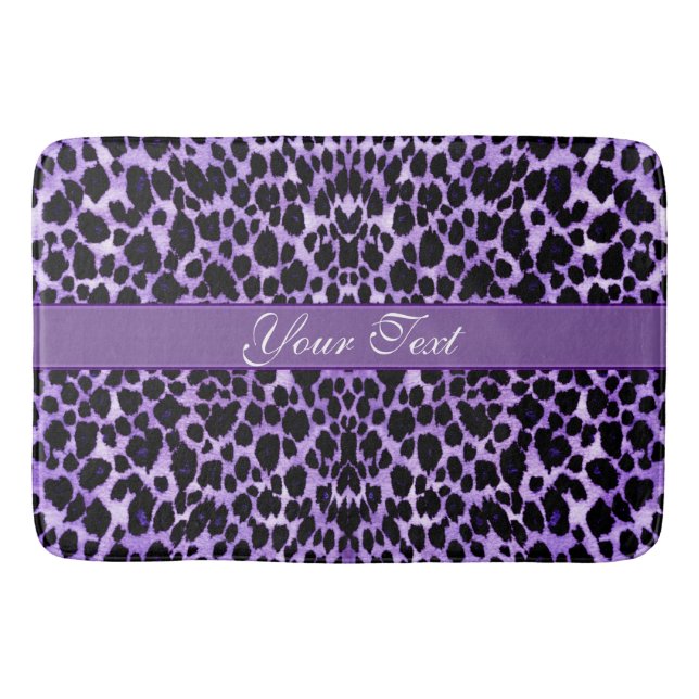 Purple Leopard Animal Print Bath Mat (Front)