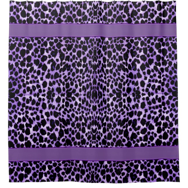Purple Leopard Animal Print Shower Curtain (Front)