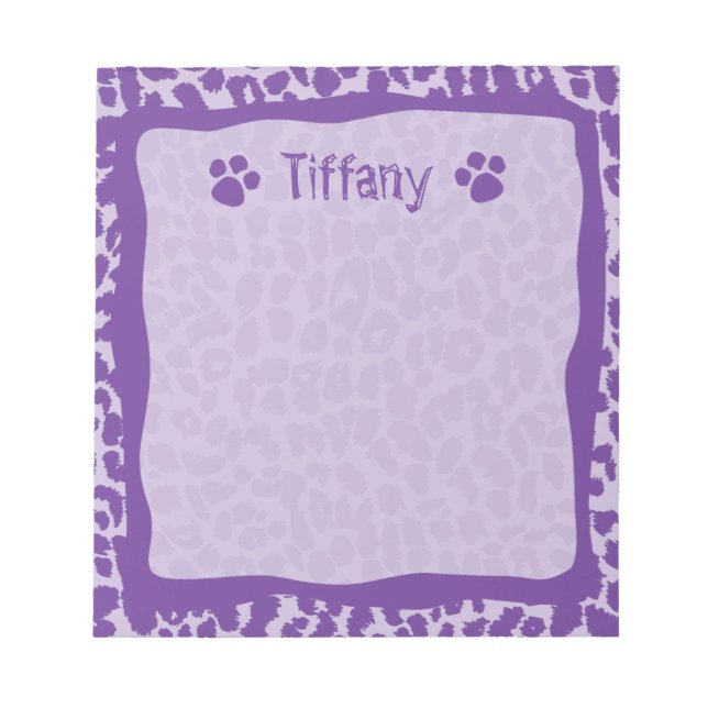 Purple Leopard Cheetah Animal Notepad (Front)