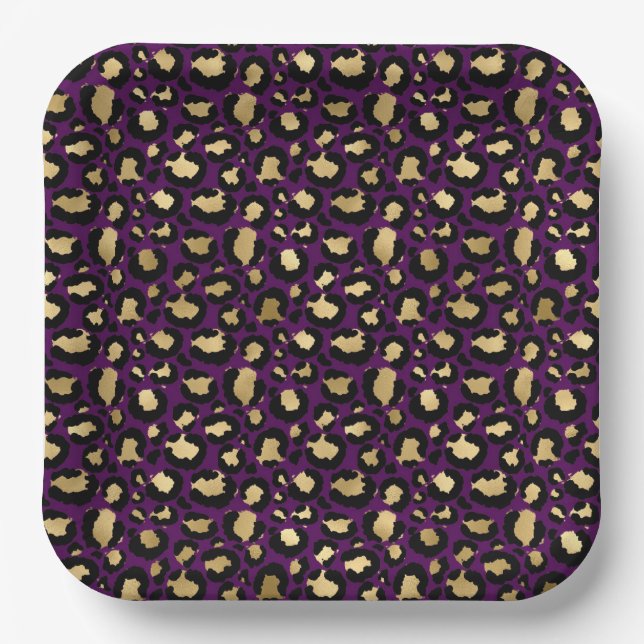 Purple leopard/cheetah animal print paper plate (Front)