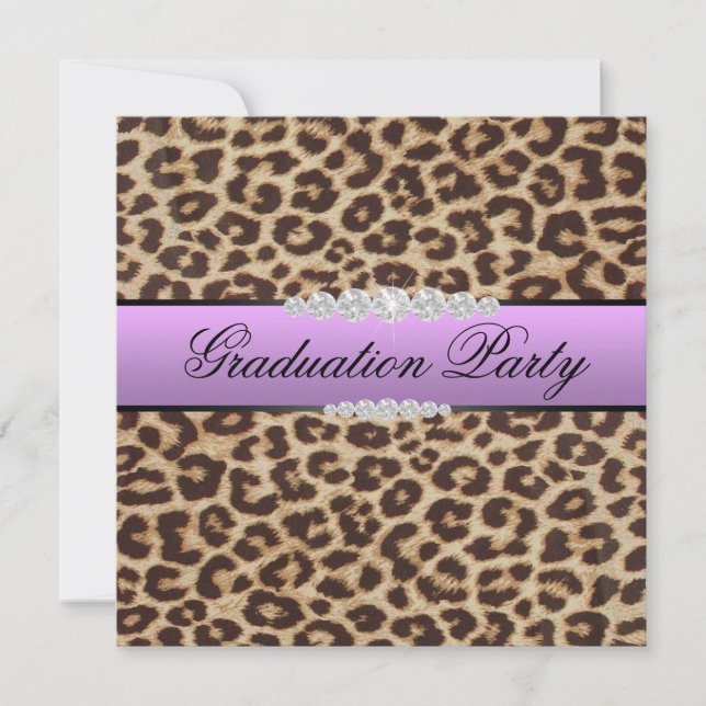 Purple Leopard Graduation Party Invitation (Front)