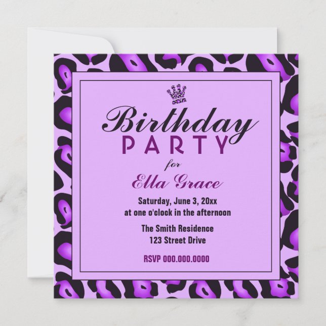 Purple Leopard Invitation (Front)