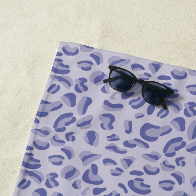 Purple Leopard Pattern Lavender Beach Towel (In Situ)