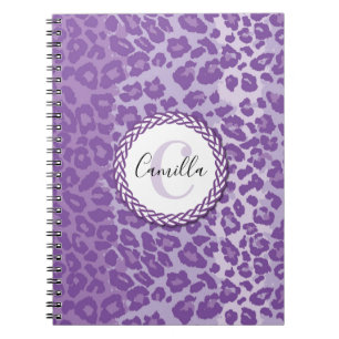 Purple Leopard Pattern w/ Custom Monogram & Name Notebook
