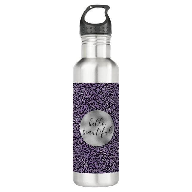 Purple Leopard Print 710 Ml Water Bottle (Front)