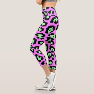 Purple Leopard Print Capri Leggings