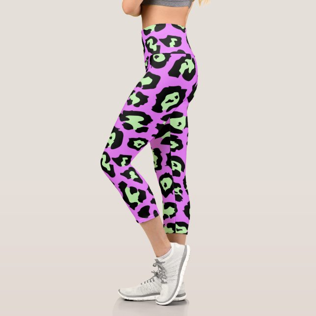 Purple Leopard Print Capri Leggings (Left)