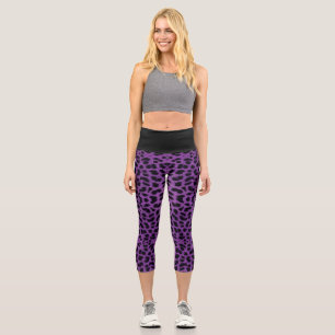Purple Leopard Print Capri Leggings