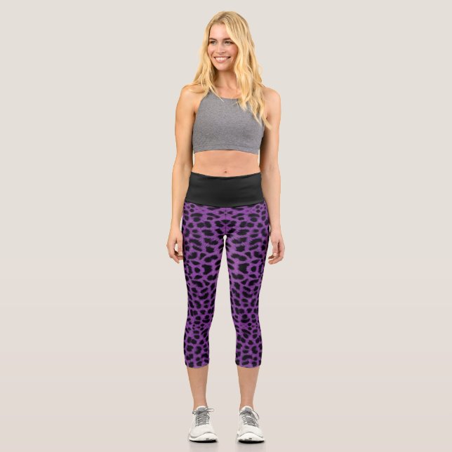 Purple Leopard Print Capri Leggings (Front)