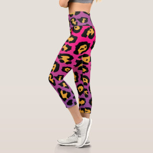 Purple Leopard Print Capri Leggings