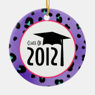 Purple Leopard Print Class Of 2012 Graduation Ceramic Tree Decoration