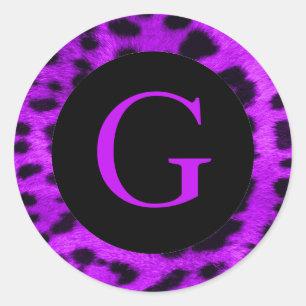 "Purple Leopard Print" Classic Round Sticker