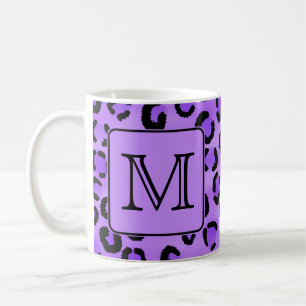 Purple Leopard Print Custom Monogram. Coffee Mug