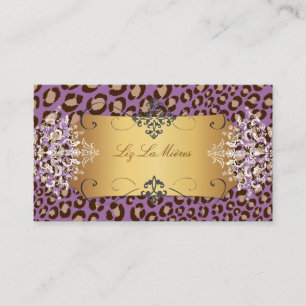 Purple Leopard print / DIY background colour Business Card