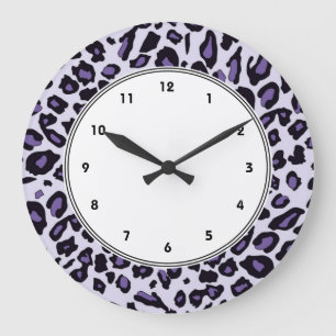 Purple leopard print large clock