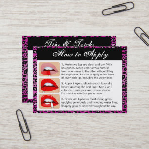 Purple Leopard Print - Lip Colour Apply & Tips Business Card