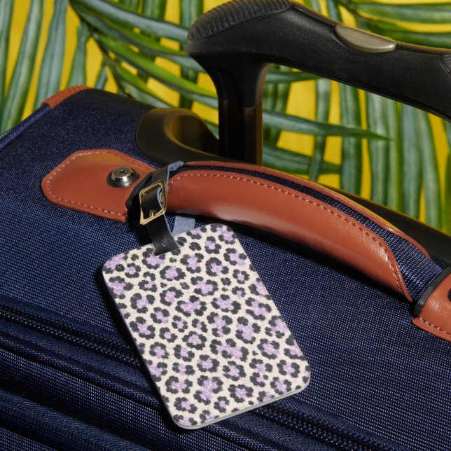 Purple Leopard Print Luggage Tag (Front Insitu 1)