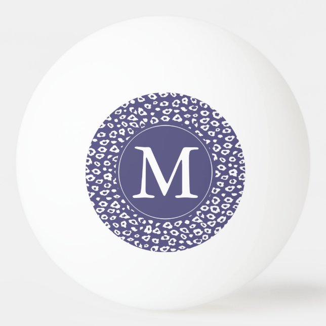 Purple Leopard Print Monogram Ping Pong Ball (Front)