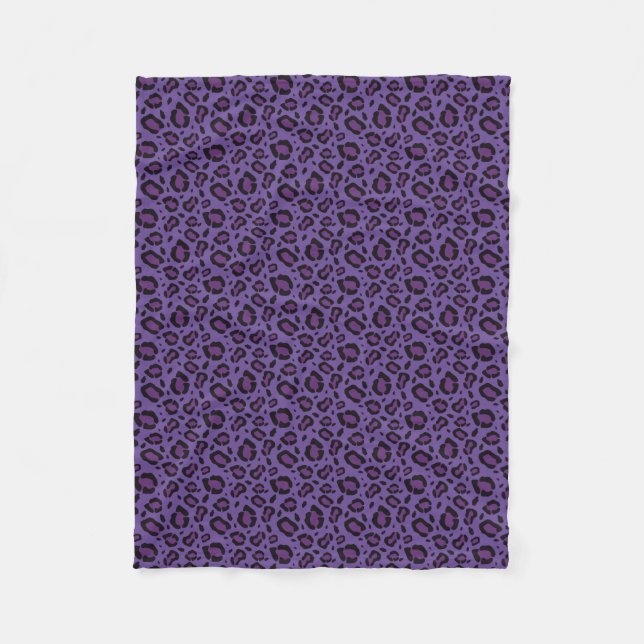 Purple Leopard Print Pattern Fleece Blanket (Front)