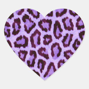 Purple leopard print pattern heart sticker