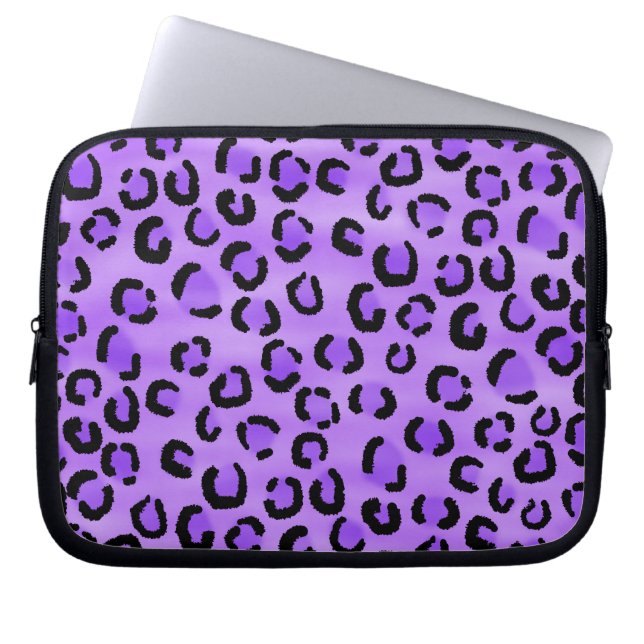 Purple Leopard Print Pattern. Laptop Sleeve (Front)