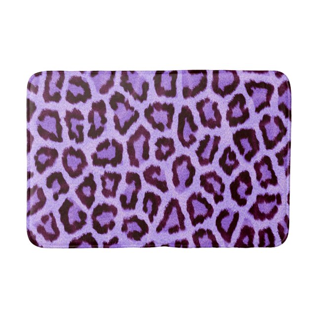 purple leopard print pattern - wild fun punk rock bath mat (Front)