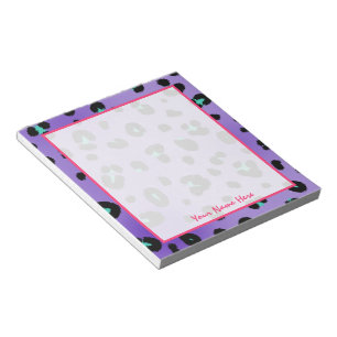 Purple Leopard Print Personalised Notepad