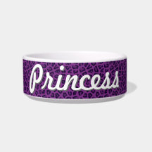 Purple Leopard Print Pet Bowl - Customised