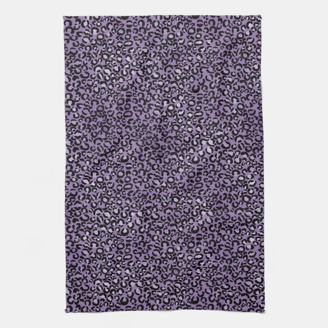 Purple Leopard Print Tea Towel (Vertical)