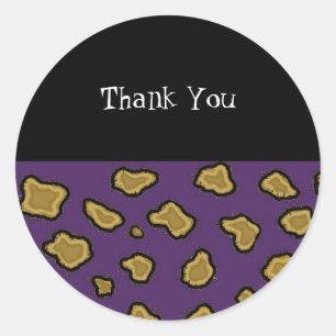 Purple Leopard Print Thank You Sticker