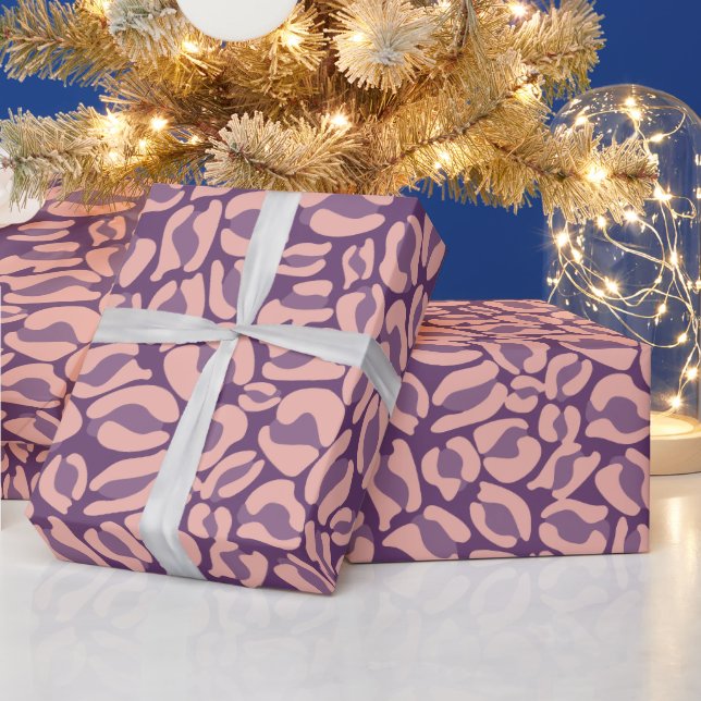purple Leopard Print Wrapping Paper (Holidays)