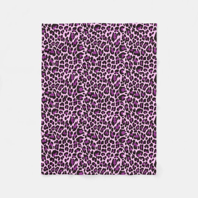 Purple Leopard Skin Print Fleece Blanket (Front)