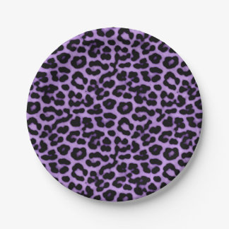 Purple Leopard Spots Print Pattern Paper Plate