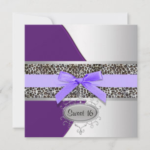 Purple Leopard Sweet 16 Birthday Party Invitation