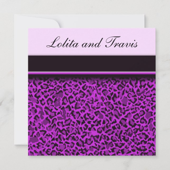 Purple Leopard Wedding Invitation (Front)