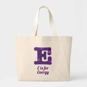 Purple Letter E is for Energy Monogram Reusable Gr Large Tote Bag