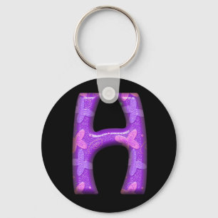 Purple Letter H - Butterfly Alphabet - Keychain