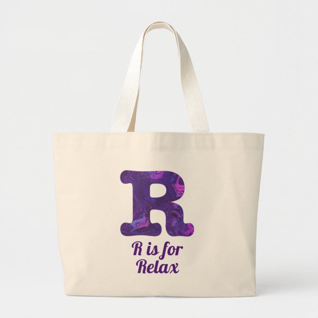 Purple Letter R is for Relax Large Tote Bag (Front)