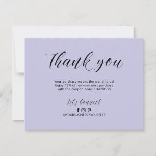 Purple Lettering Business Package Thank You Card