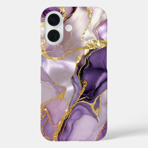 Purple Levander Marble Phone Case Gold Luxury